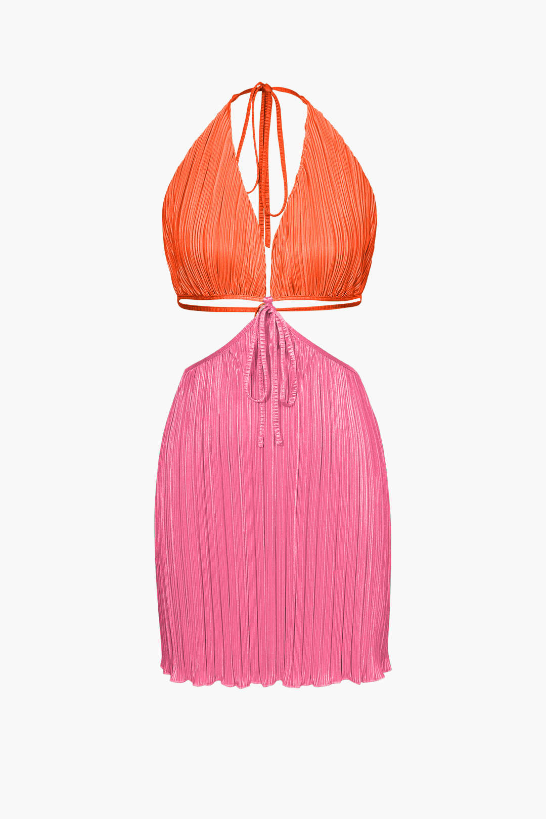Neckholder-Minikleid mit Cut-Outs und Plissee