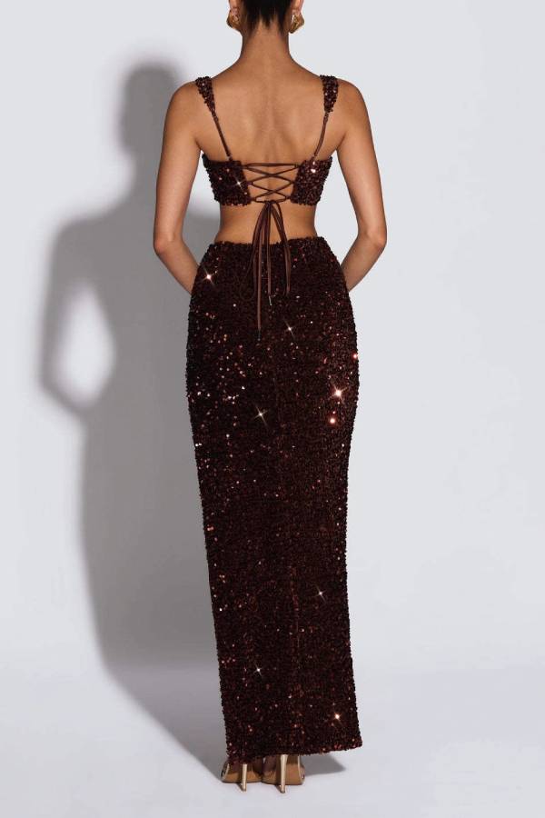 Sequin Two-Piece Slit Dress