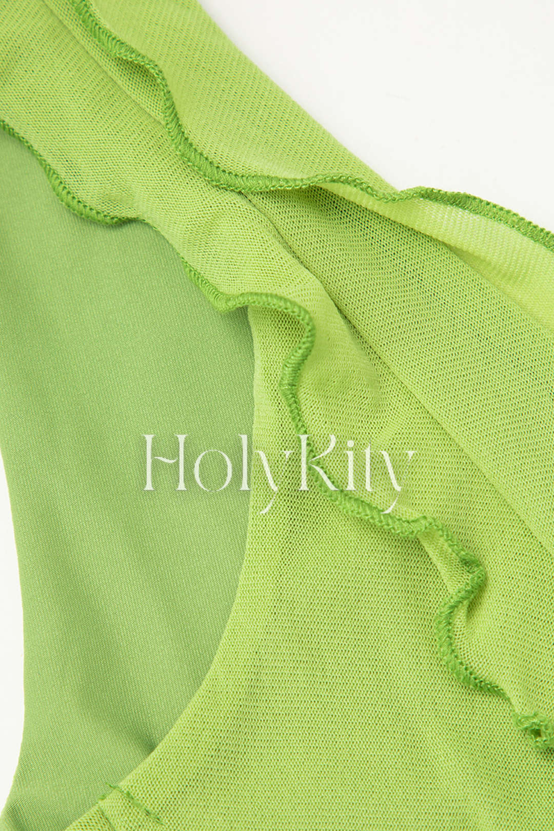 Asymmetrisches Tanktop aus Netzstoff mit Rüschendetail