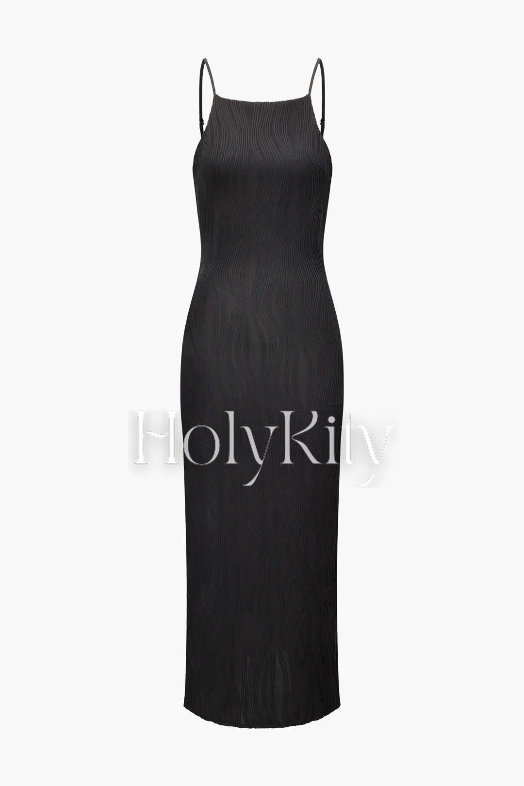 Strukturiertes Maxikleid mit Schlitz auf der Rückseite