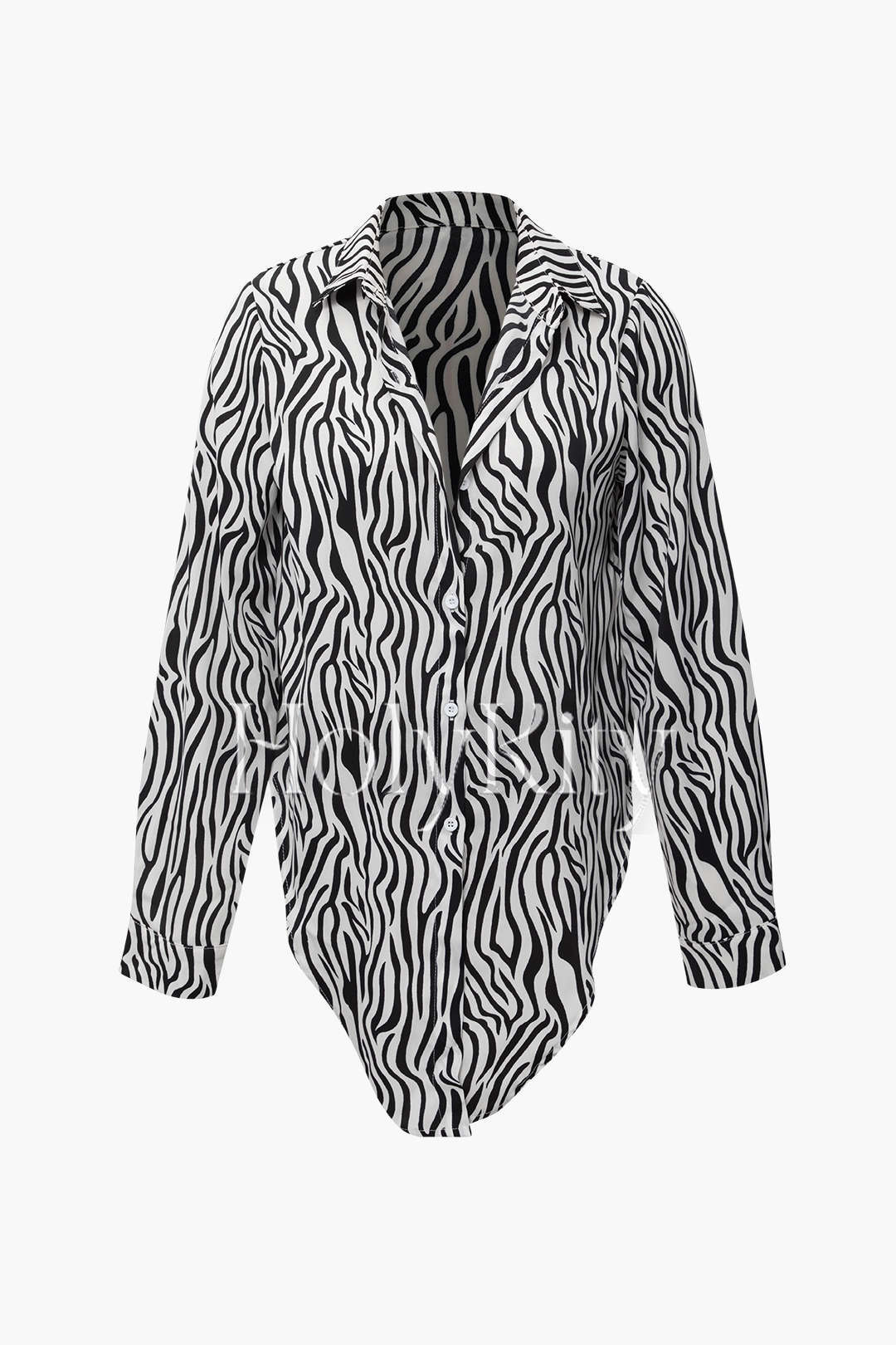 Zebra-Stripe Knot Hem Blouse