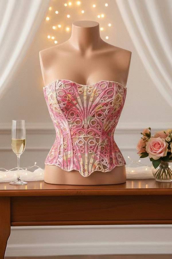 Lace Cutout Strapless Corset Top