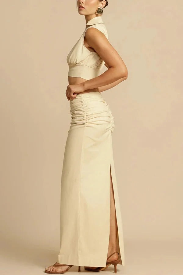 Wardrobe Essential Shirt V-neck Crop Top