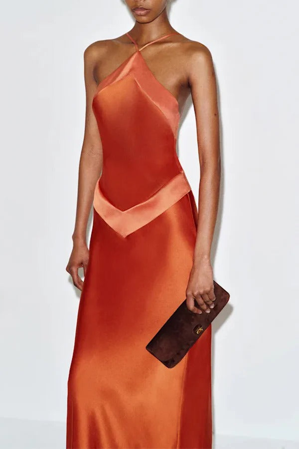Seraphina Geometric Banded Halter Maxi Dress
