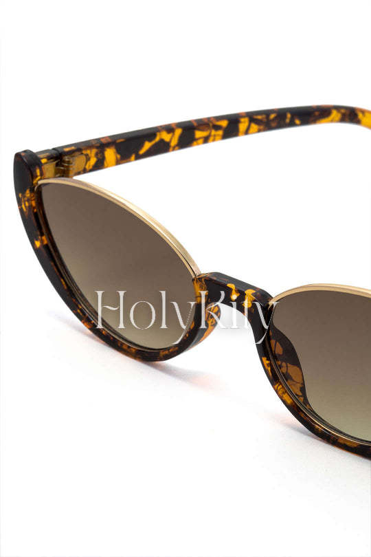 Tortoiseshell Cat Eye Half-rim Sunglasses