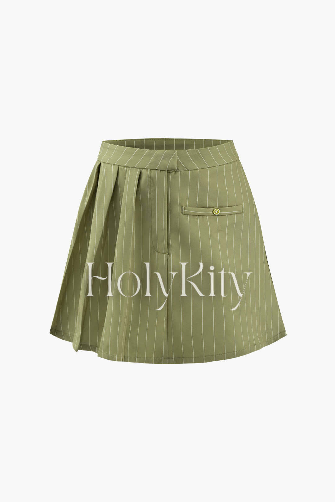 Vertical Stripe Pleated Mini Skirt