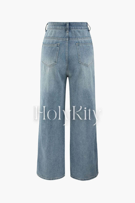Patchwork Frayed Jeans