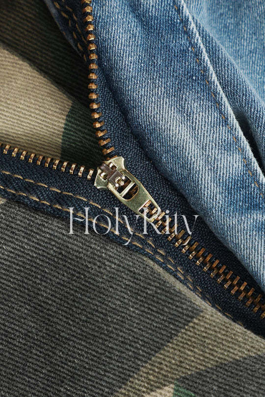 Contrast Camo Cargo Jeans