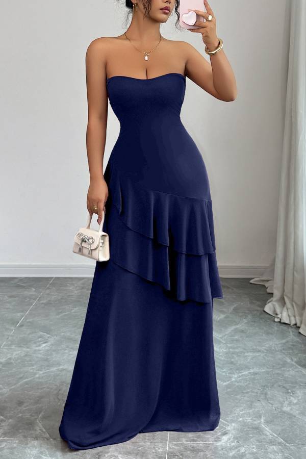 Elegant style tube top cake skirt dress