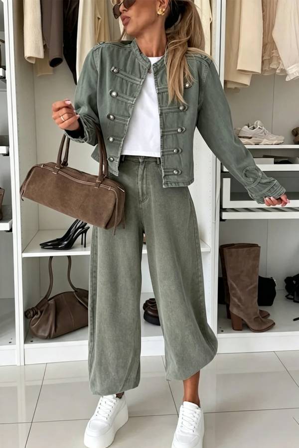 Stylish Denim High Rise Pocket Drawstring Cuffs Lantern Jeans