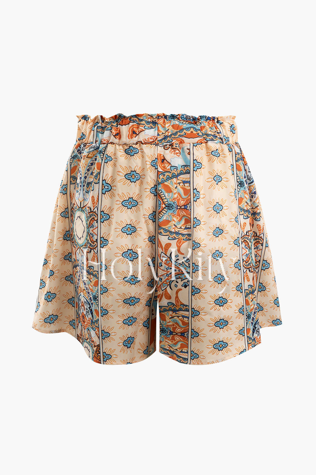 Short à jambes larges et taille paperbag à imprimé bohème