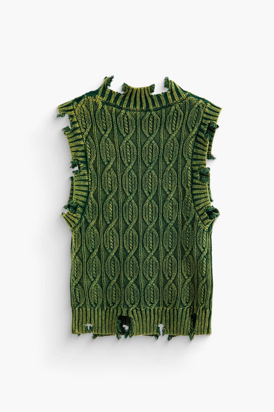 Haut en tricot sans manches effet vieilli