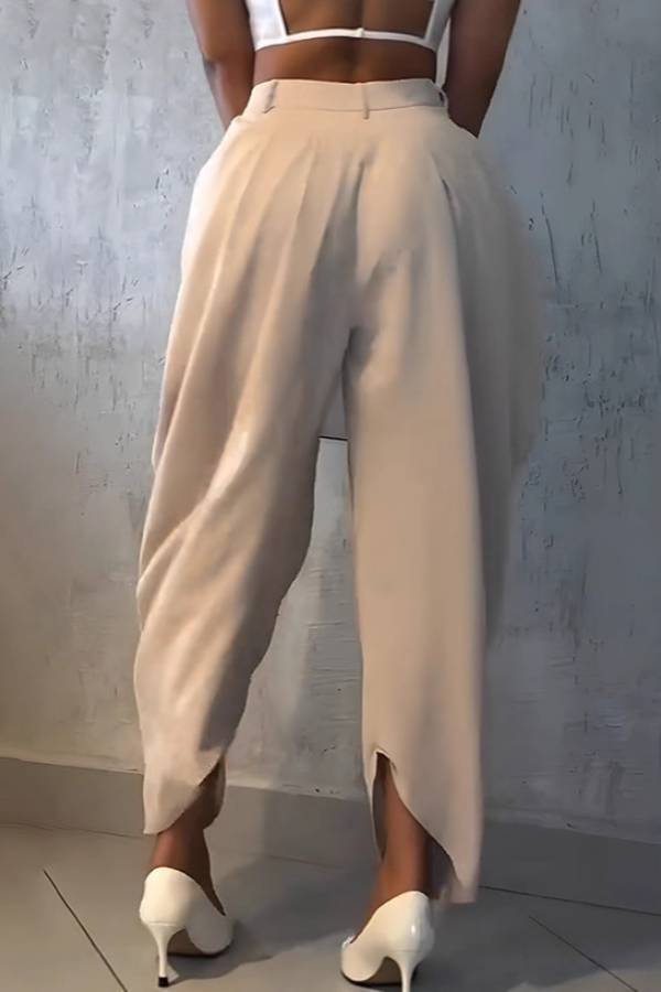 High-Waisted Pleated Drape Harem Pants