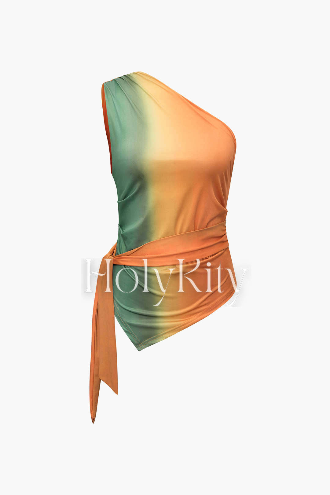 Tie Dye One-Shoulder Tank Top mit seitlichem Knoten