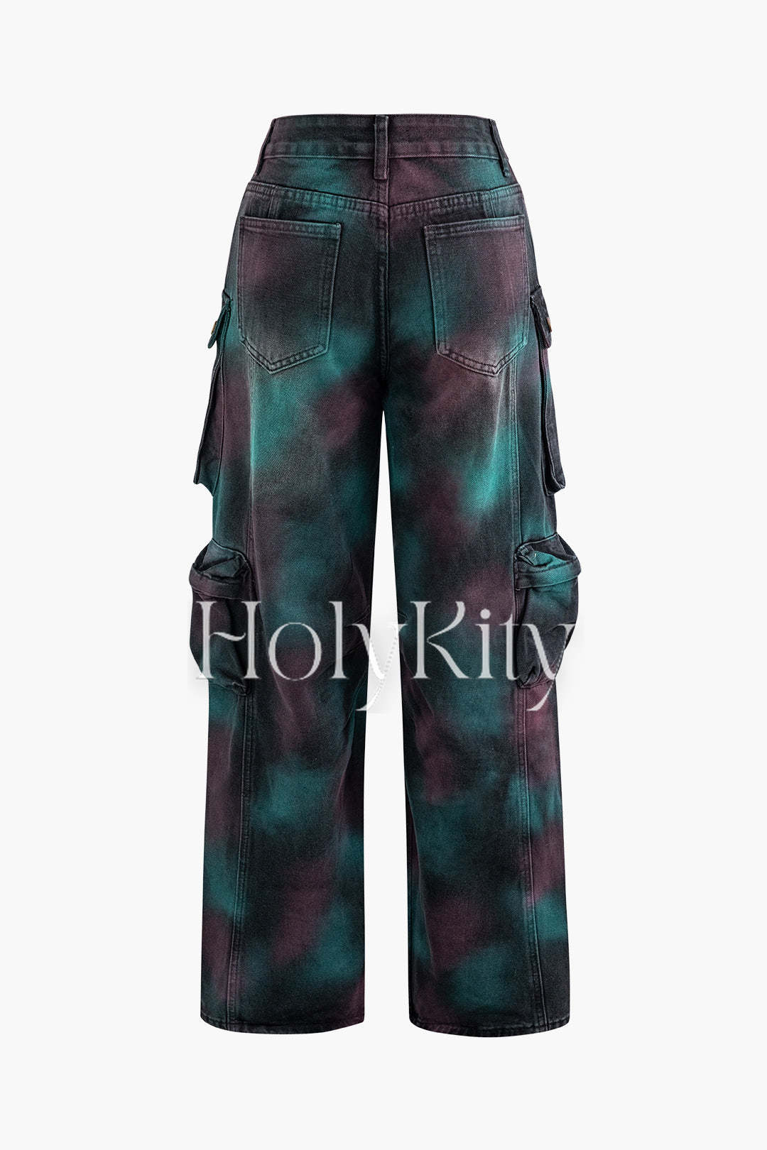 Tie Dye Multi Pocket Straight Leg Cargo Jeans