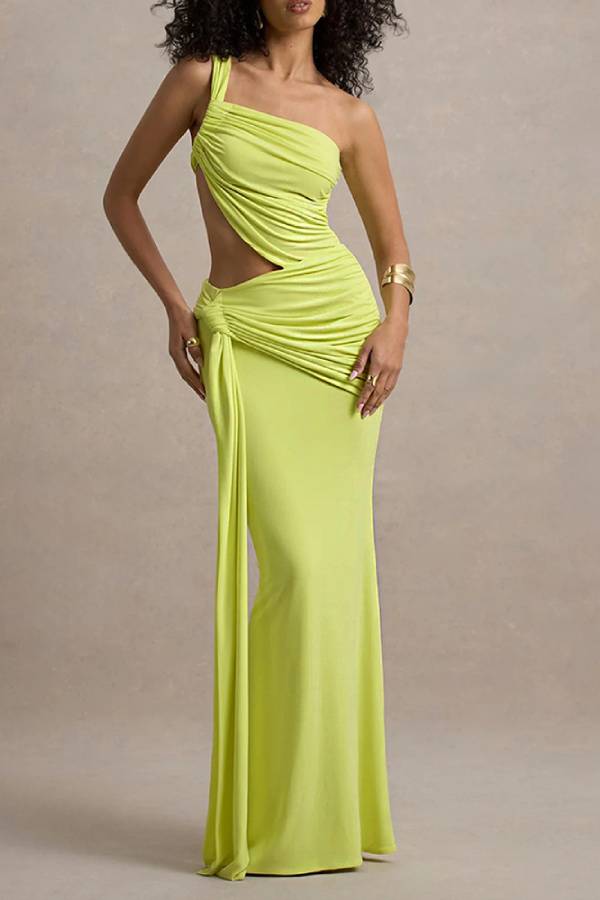 One-Shoulder Cutout Knotted Mermaid Gown