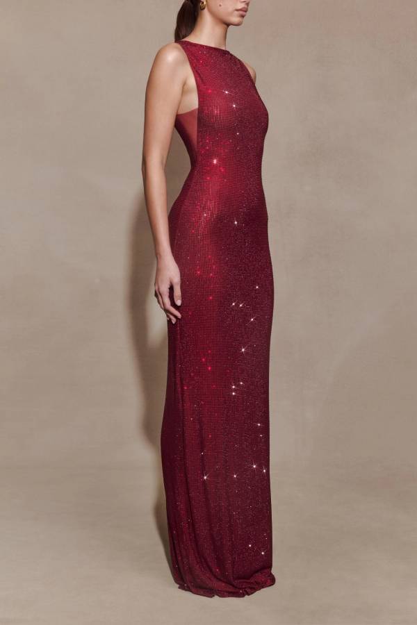 Sleeveless Diamante Maxi Dress