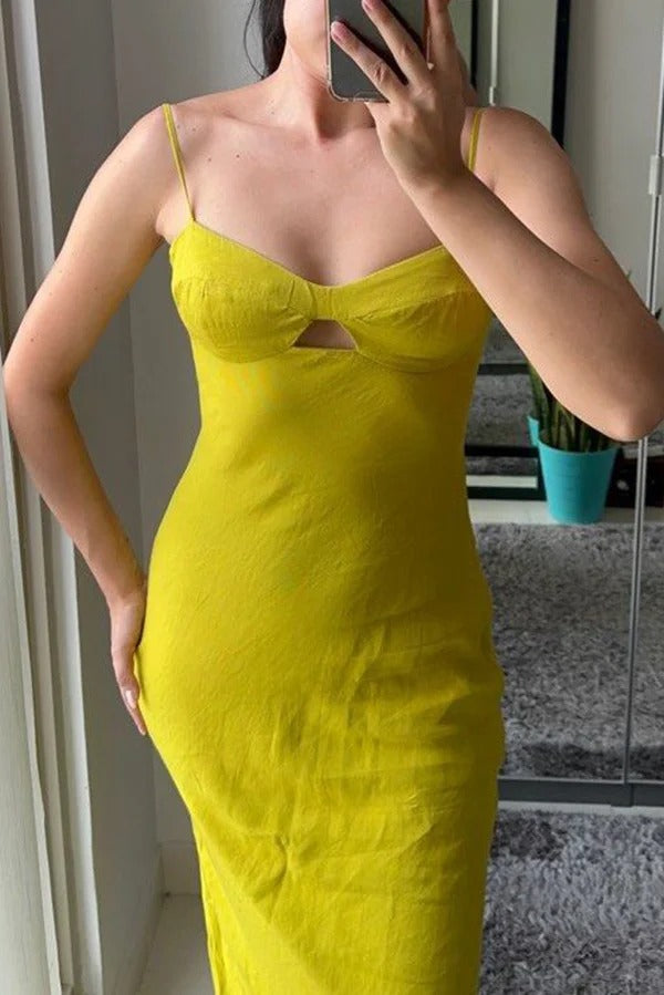 Sexy Hollow Strap Backless Slim Midi Dress