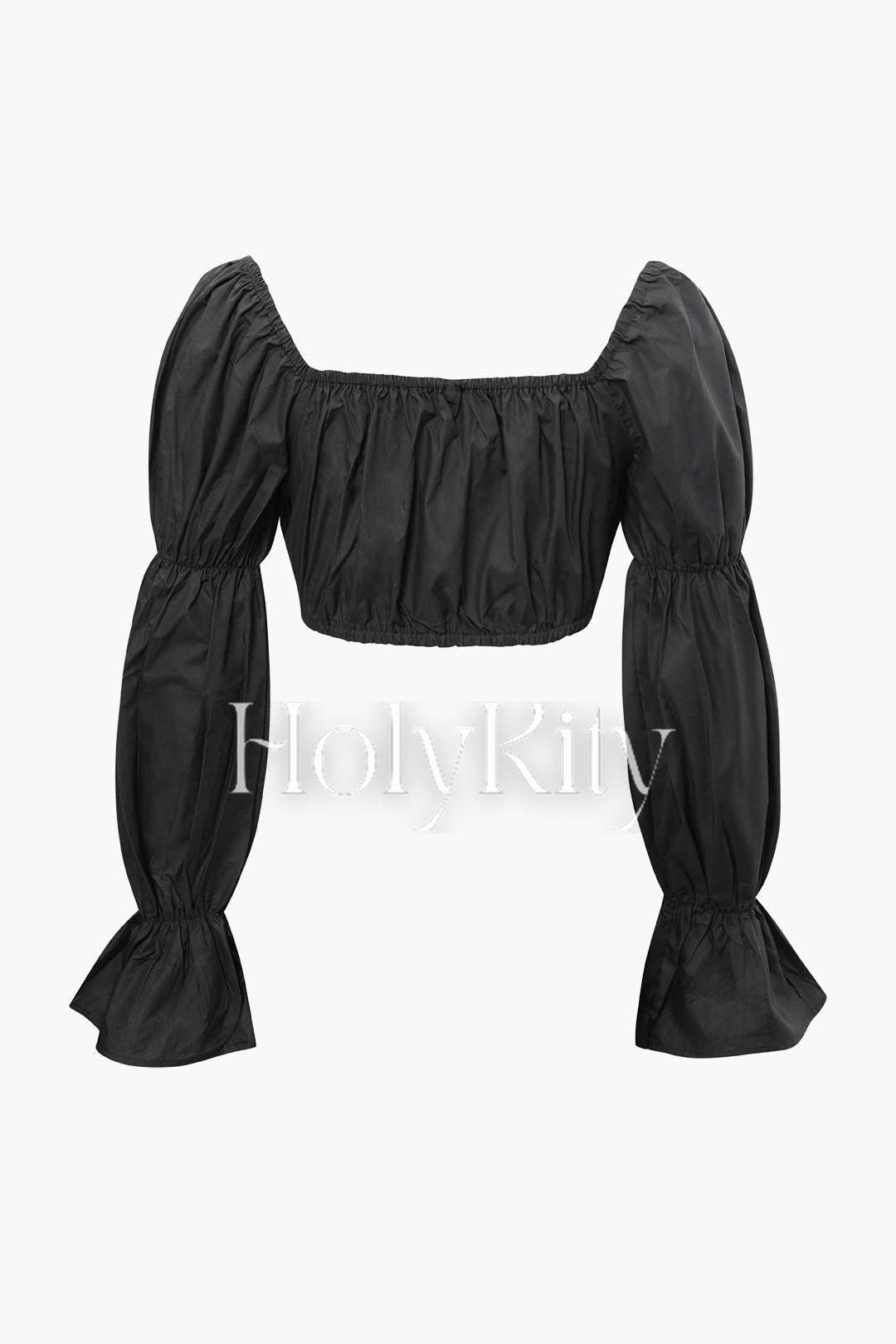 Off Shoulder Puff Sleeve Crop Blouse