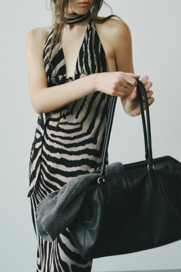 LONG ANIMAL PRINT HALTER DRESS