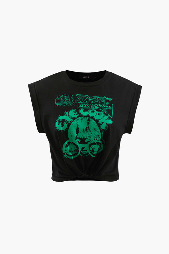 T-Shirt mit Grafik und Knotensaum im Eye Look-Stil