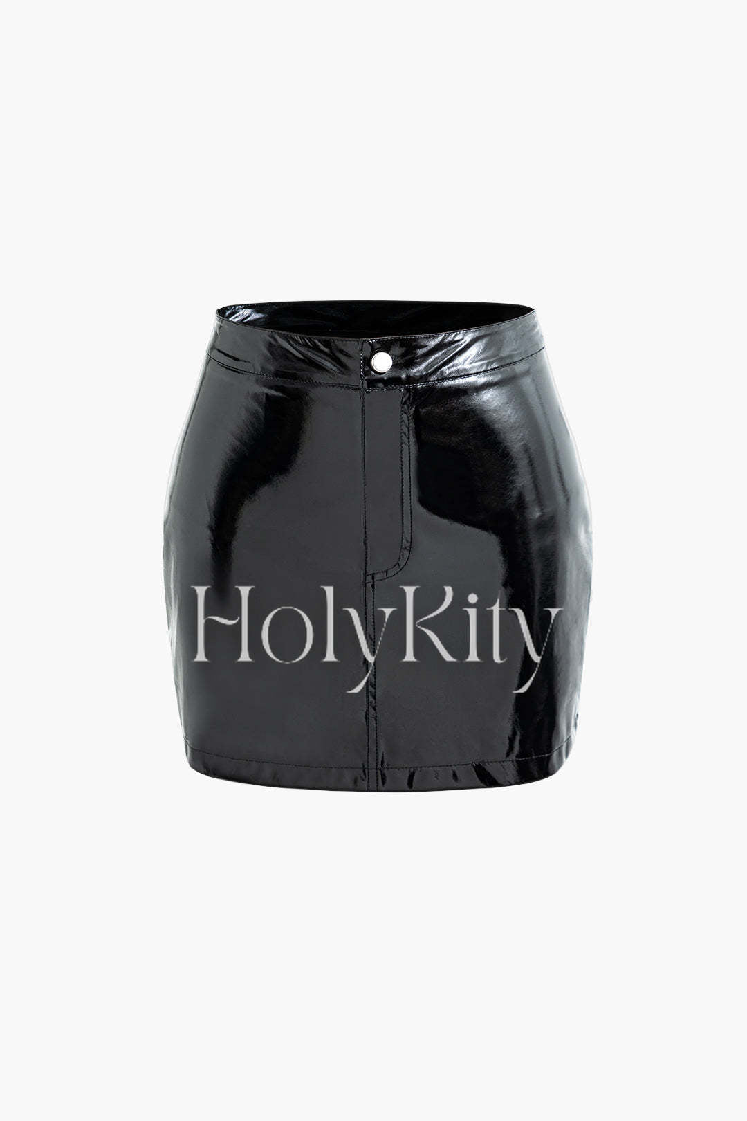 Mini-jupe taille haute en similicuir verni