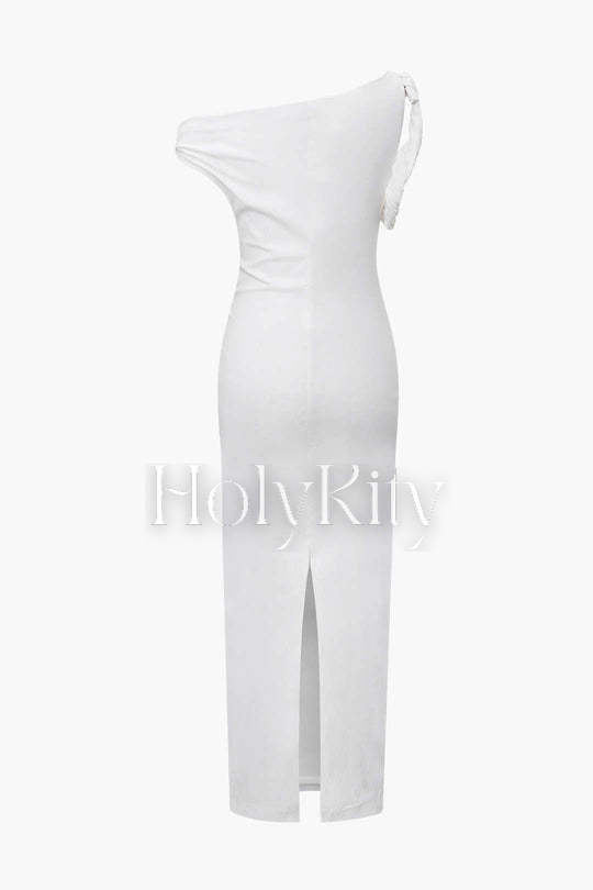 Asymmetrisches Maxikleid mit Schlitz auf der Rückseite