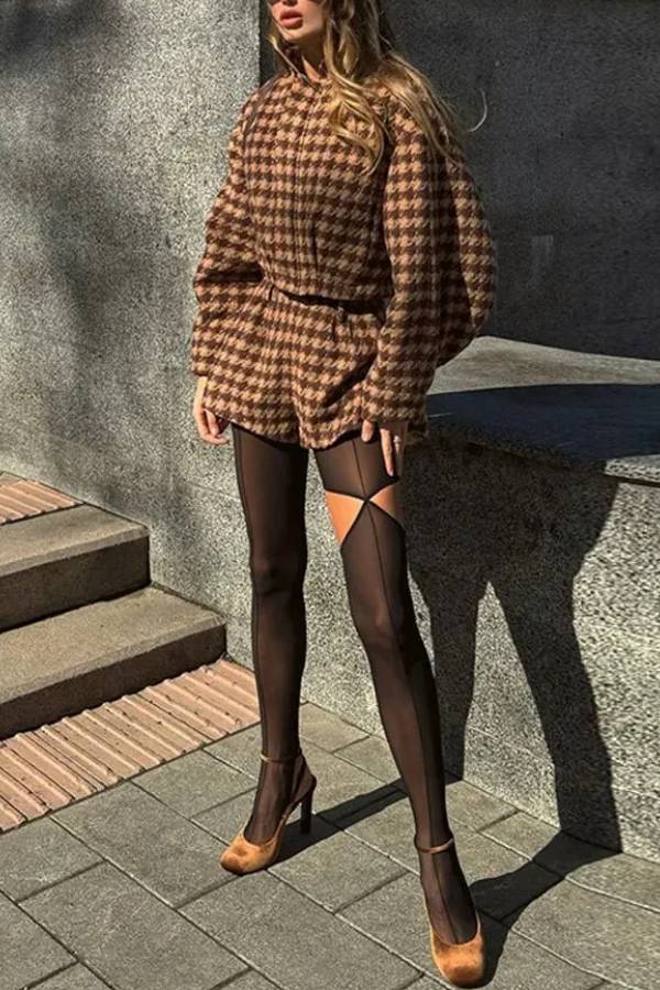 Plaid Two‑Piece Short & Jacket Set