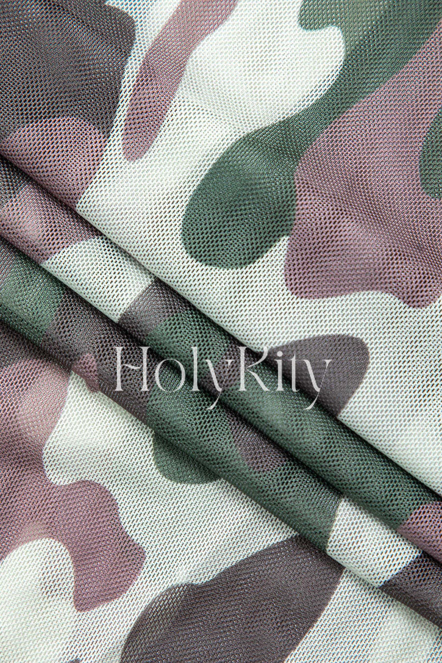 Cargohose mit Kontrast-Mesh und Kordelzug und Pattentasche in Camouflage
