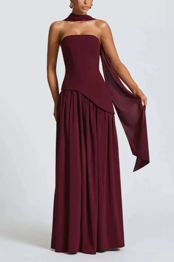 Halter neck tube top high slit slim fit dress