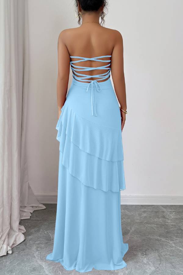 Elegant style tube top cake skirt dress