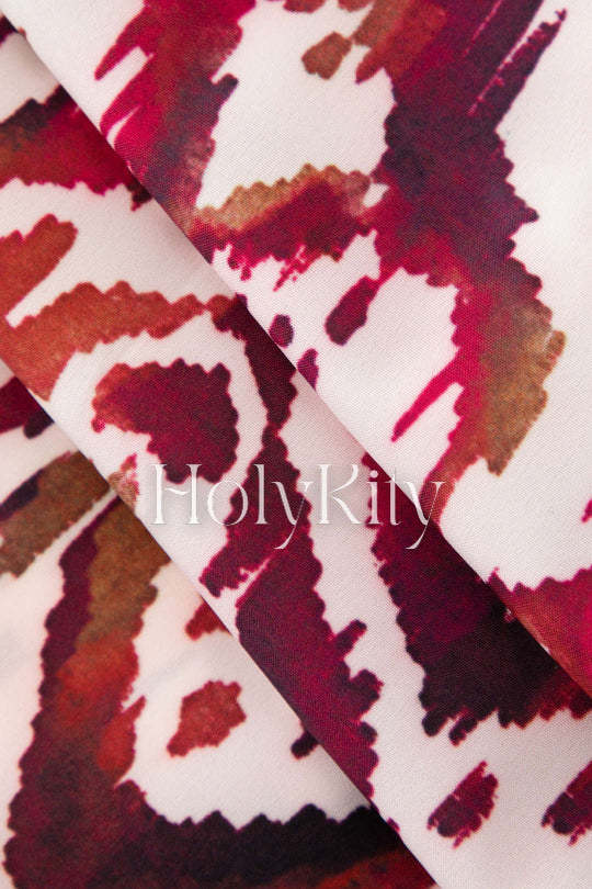 Geometric Print Twist Split Midi Skirt
