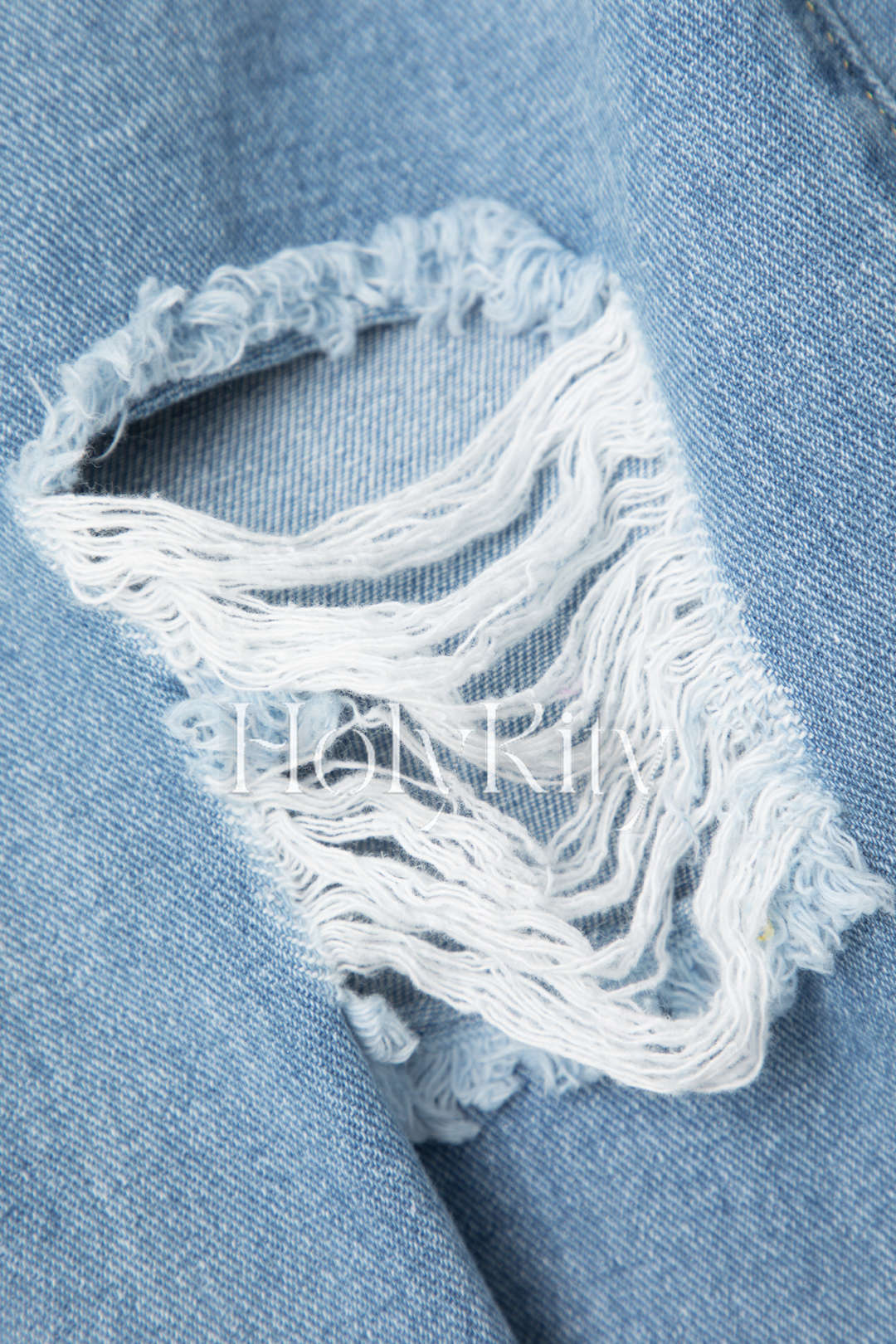 Denim Ripped Split Thigh Wide Leg Jeans
