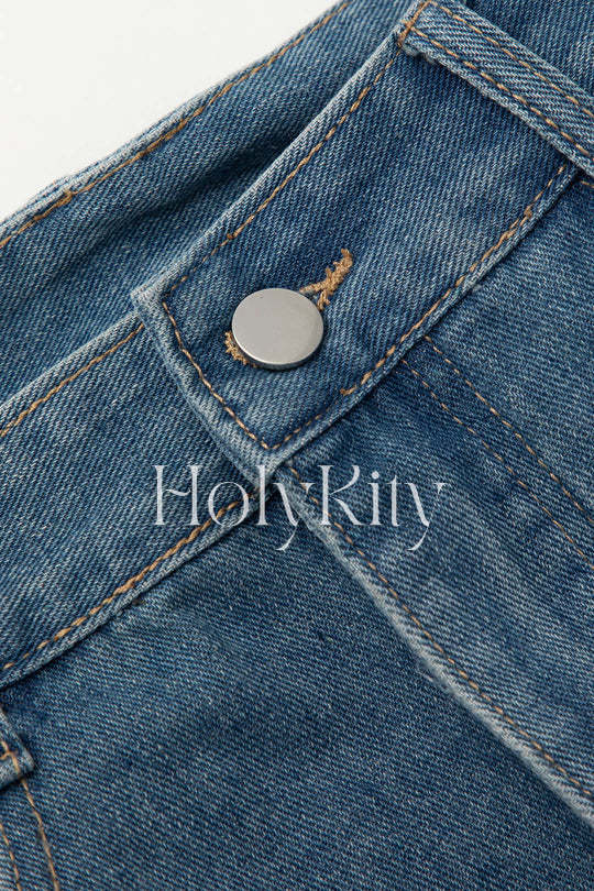 Mini-jupe cargo en jean