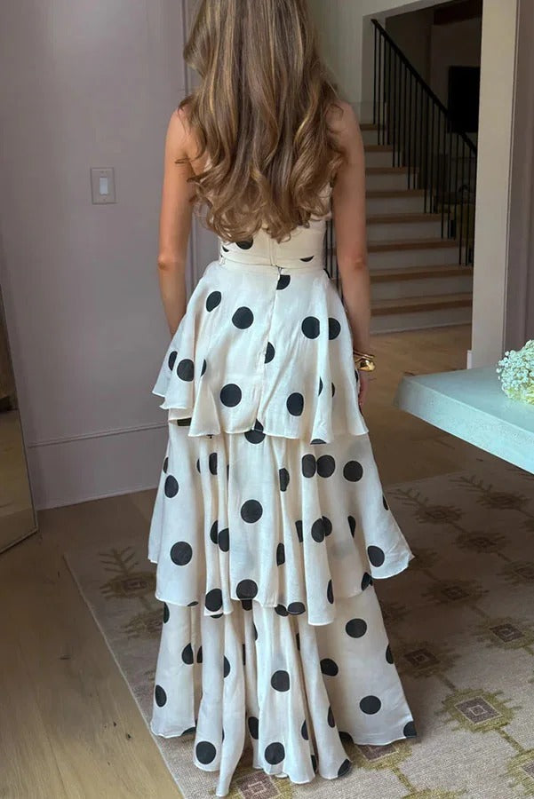 Gift To You Polka Dot Print High Neck Sleeveless Top