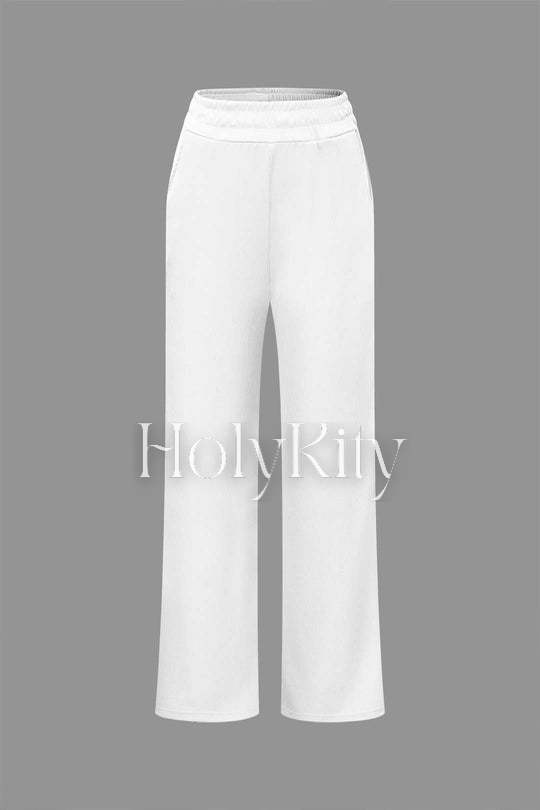Ensemble haut asymétrique froncé à épaules dénudées et pantalon droit