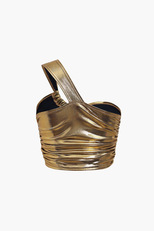 Metallic-Camisole mit One-Shoulder-Träger