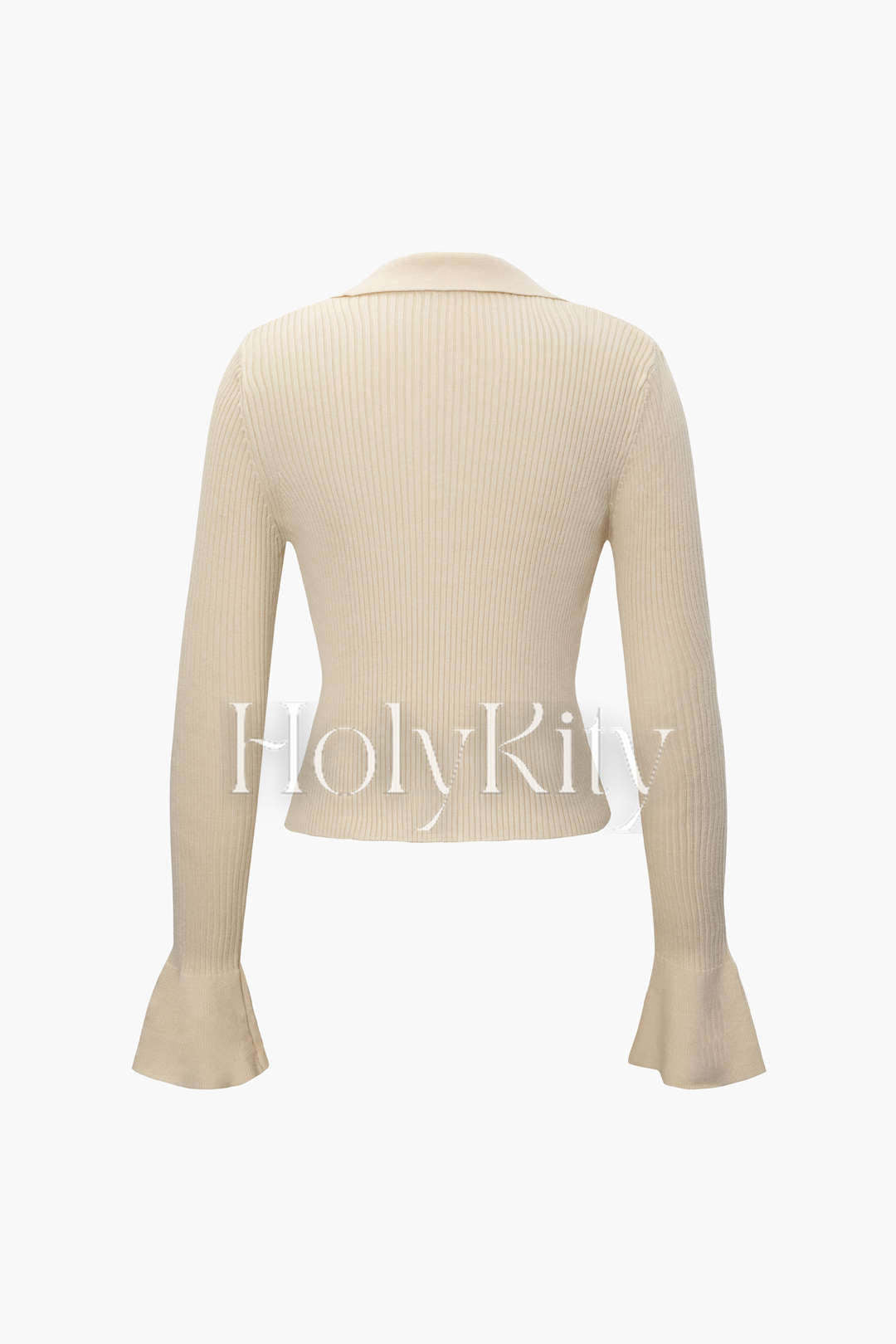 Cardigan en tricot à col en V et manches cloches