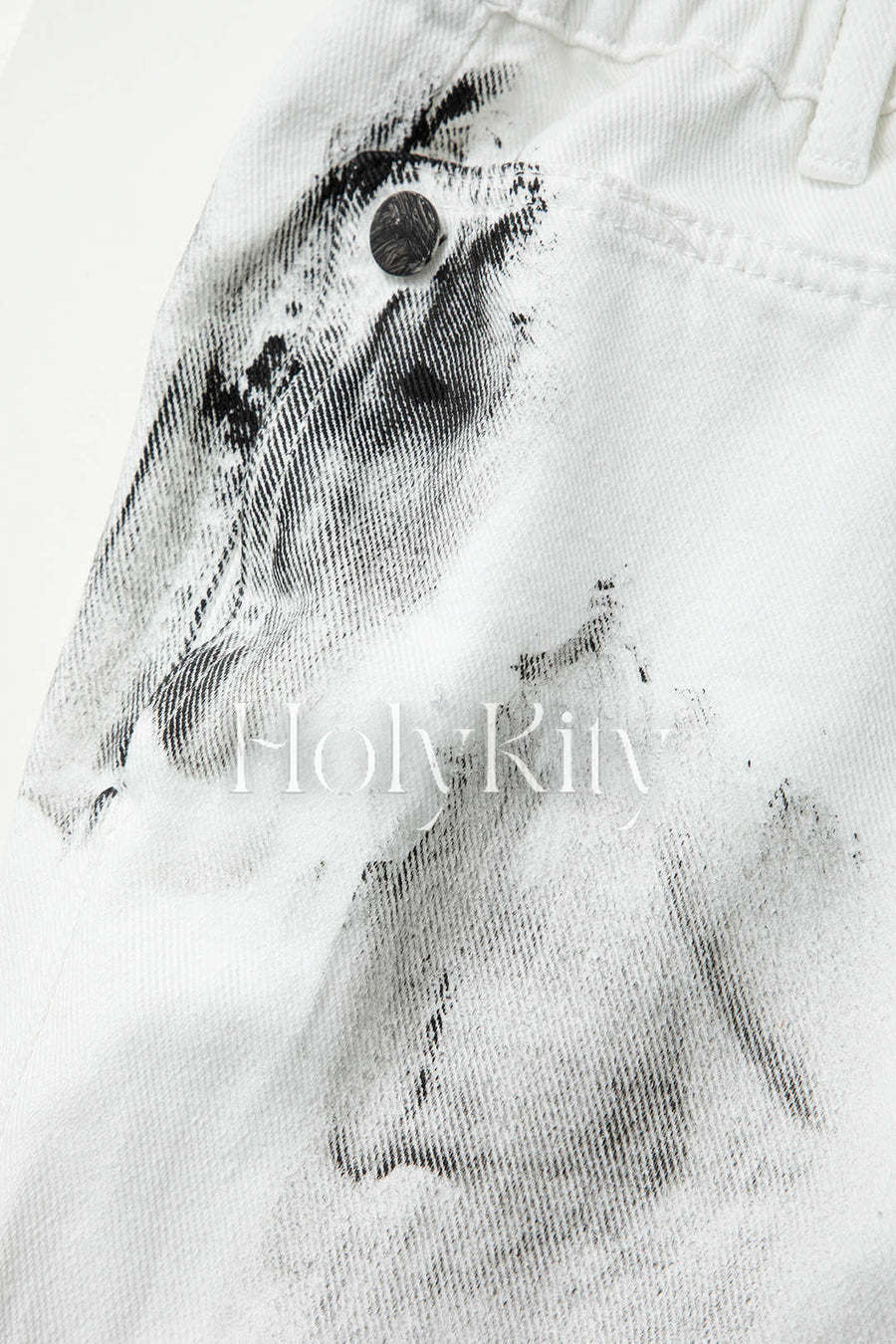 Drawstring Stained Print Flap Pocket Straight Leg Cargo Pants