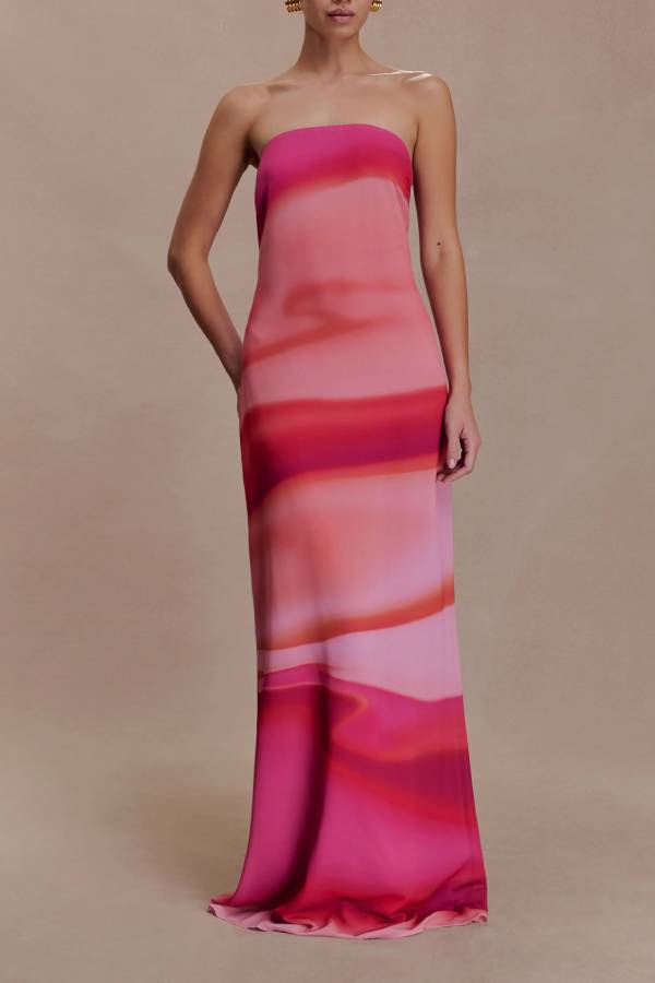 Strapless Chiffon Maxi Dress