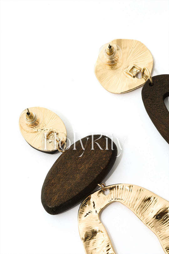 Mixed Woody Drop Dangle Earrings