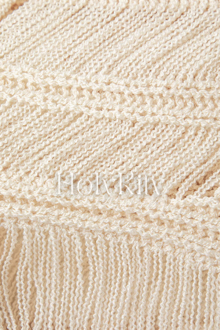 Haut à manches longues en tricot déchiré à col rond