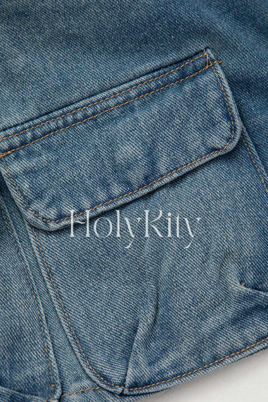 Mini-jupe cargo en jean