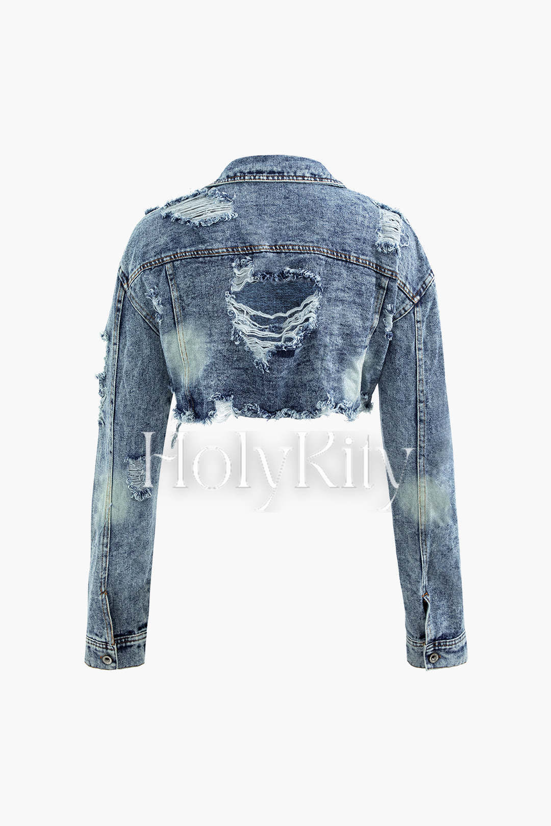 Veste courte déchirée en denim ombré
