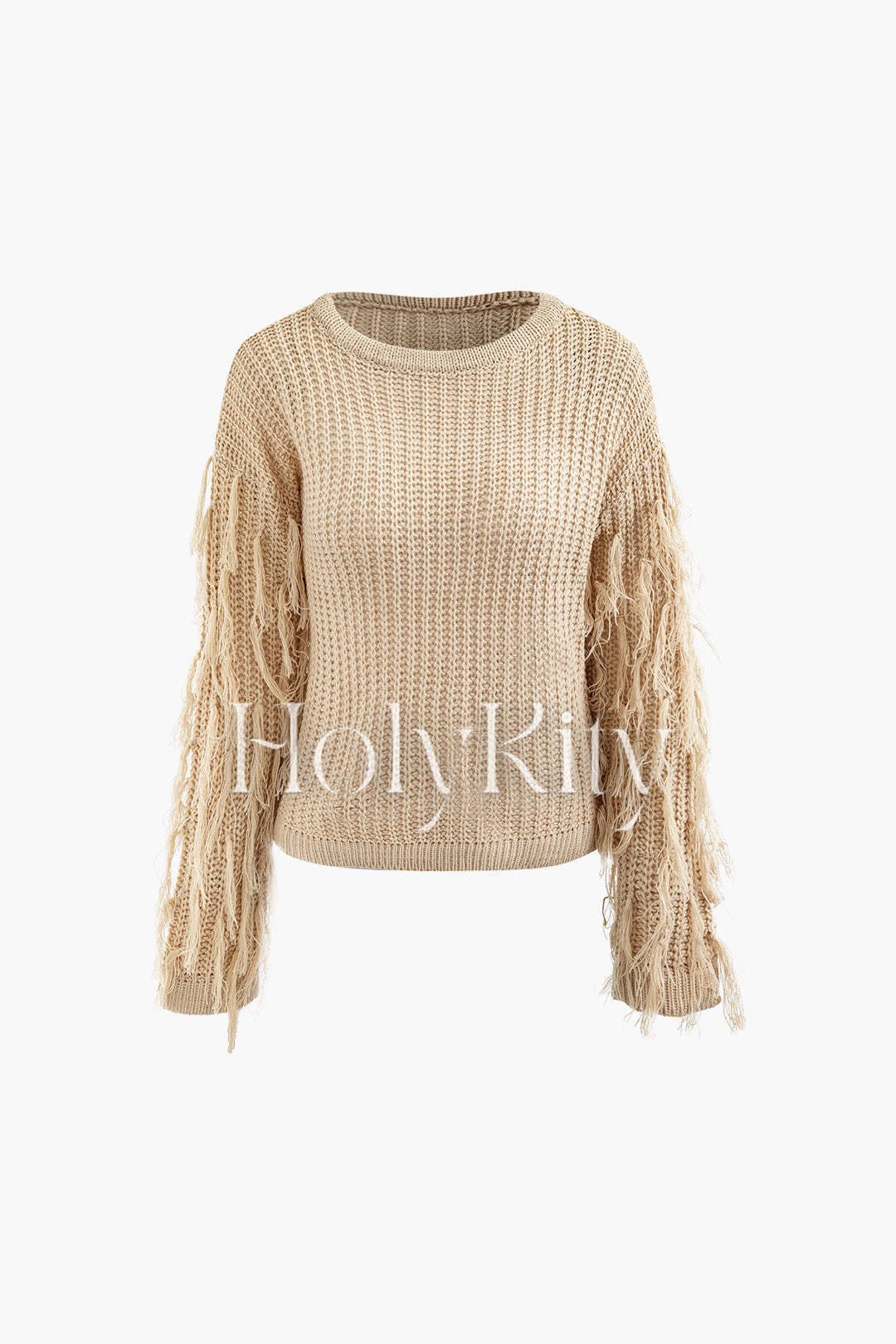 Pullover mit Rundhalsausschnitt und Fransendekor