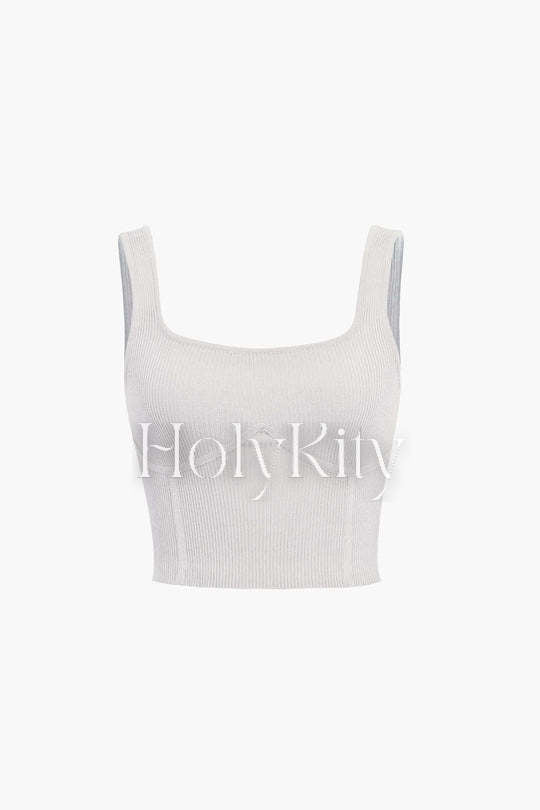 Haut camisole en tricot côtelé à col carré