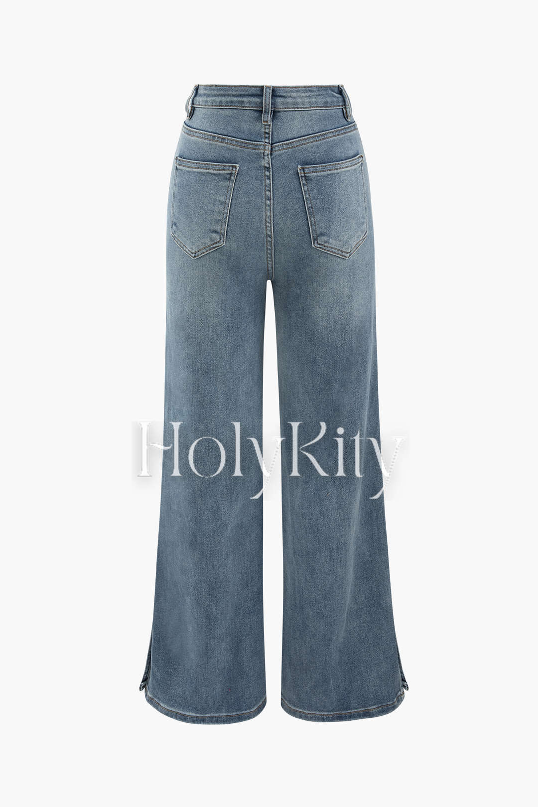 Slit Hem Straight Jeans