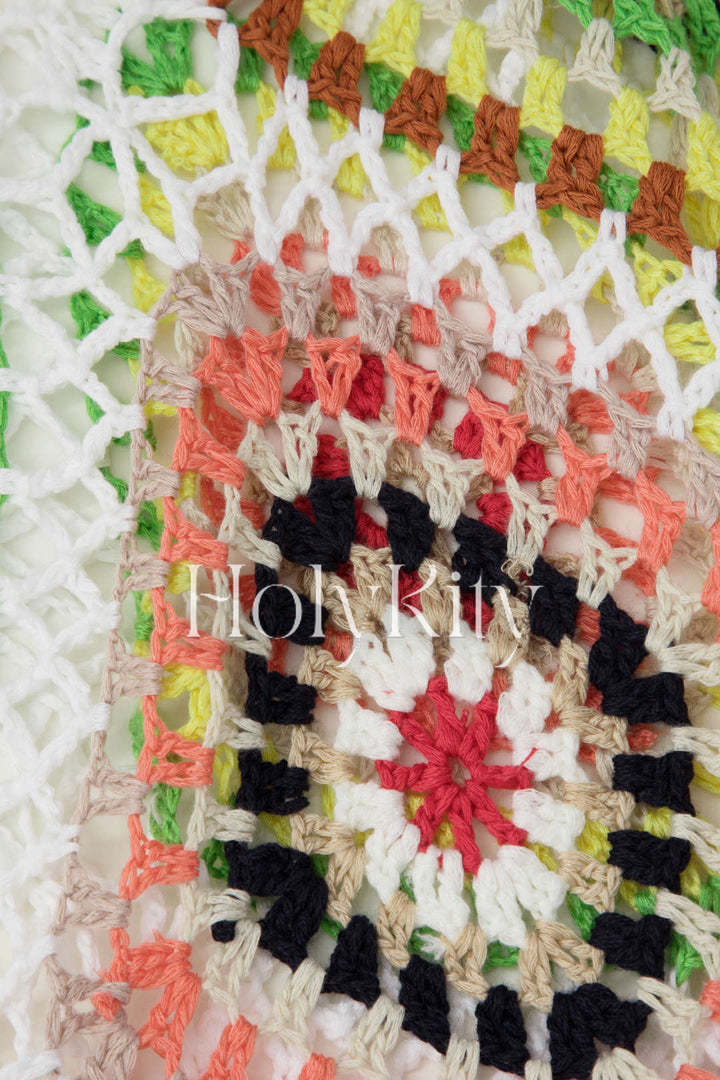 Haut cache-maillot à ourlet à pompons en crochet