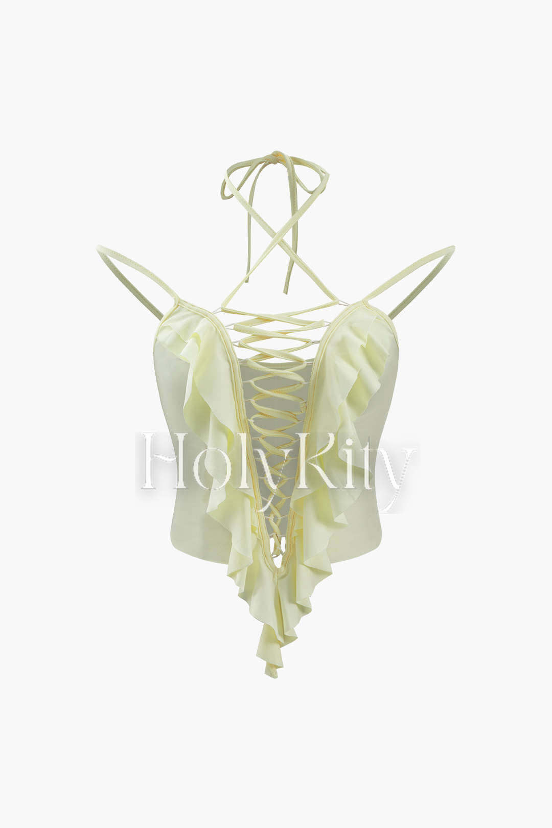Neckholder-Camisole mit Rüschen