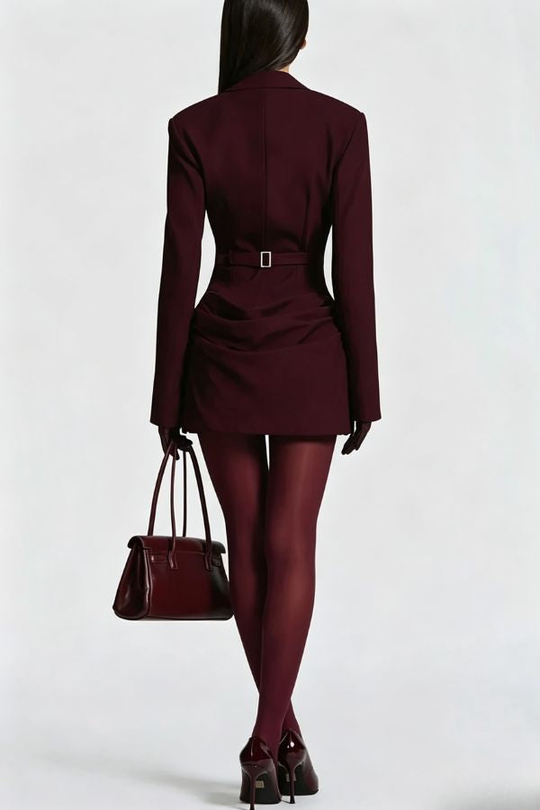 Solid Color Slim-fit V-neck Elegant Draped Formal Mini Dress